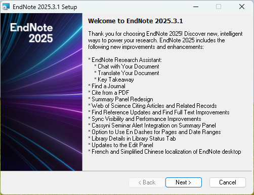 EndNote 2025开始安装